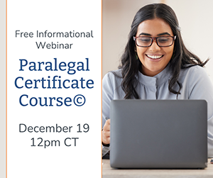 Registration for Free Webinar about Paralegal Certificate